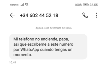 Ejemplo de mensaje que suplanta a un familiar